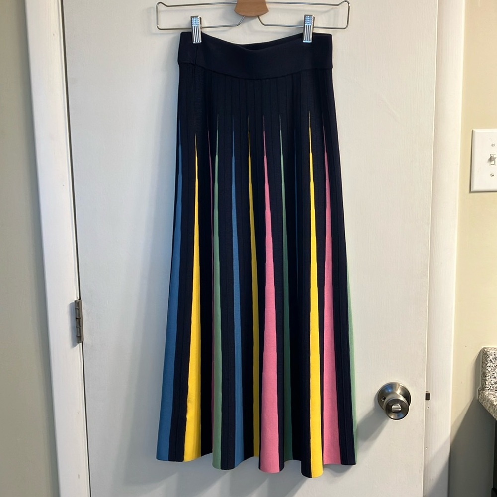 Anthropologie Maeve Rainbow Pleated Contrast Skirt